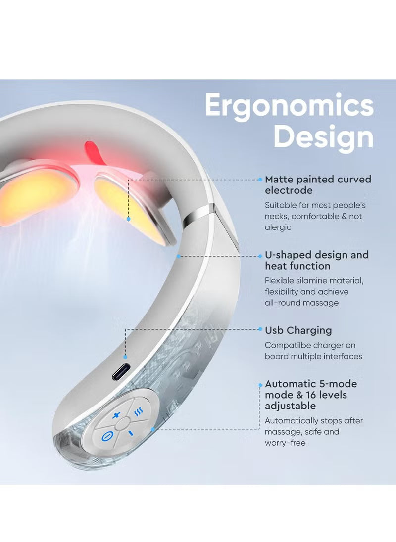 Smart Neck Massager with Heat – Cordless, Lightweight &amp; Adjustable